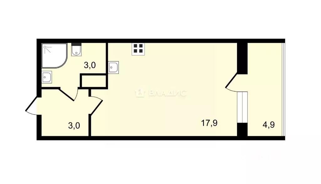 Студия Санкт-Петербург Фарфоровская ул., 7к2 (23.9 м) - Фото 1