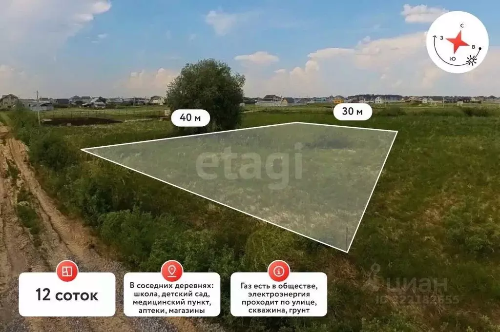 Участок в Тюменская область, Тюменский муниципальный округ, д. ... - Фото 1