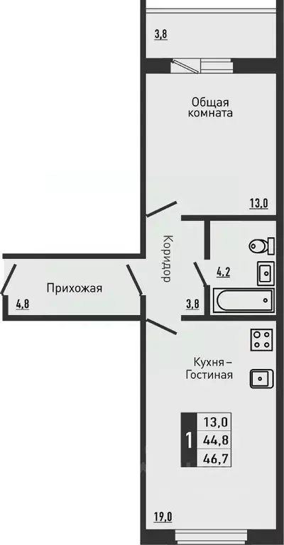 1-к кв. Орловская область, Орловский район, д. Жилина ул. Садовая, 2к1 ... - Фото 0