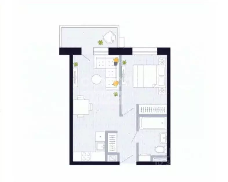 1-к кв. Татарстан, Казань Стадионная ул., 1 (38.0 м) - Фото 1