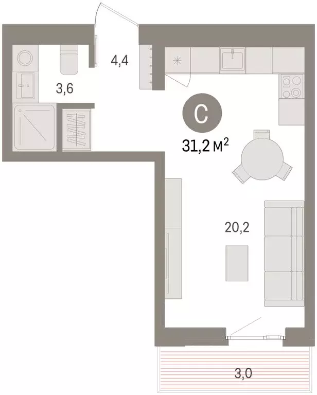 Квартира-студия: Пермь, улица Солдатова (31.18 м) - Фото 2