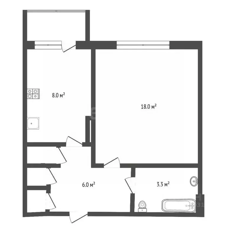 1-к кв. Ямало-Ненецкий АО, Новый Уренгой Восточный мкр, 2/6 (37.0 м) - Фото 2
