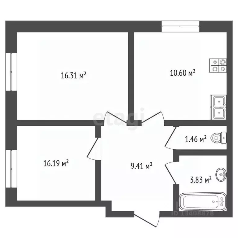 2-к кв. Ханты-Мансийский АО, Ханты-Мансийск Заводская ул., 5 (56.1 м) - Фото 2
