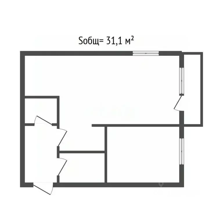 1-к кв. Брянская область, Брянск Ново-Советская ул., 101 (31.1 м) - Фото 2