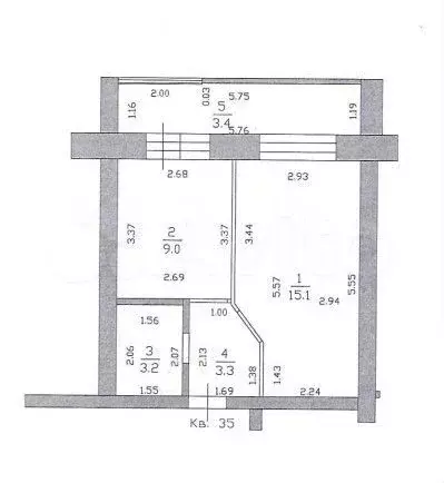 1-к. квартира, 35,6 м, 4/5 эт. - Фото 0