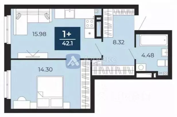 1-к кв. Тюменская область, Тюмень ул. Фармана Салманова, 17 (42.0 м) - Фото 2