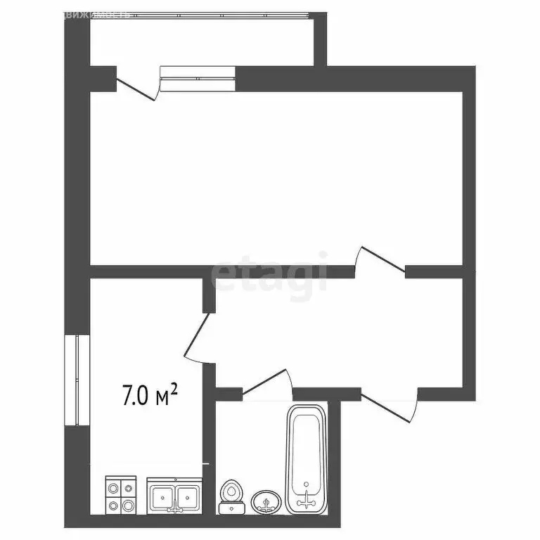 1-комнатная квартира: Заозёрное, Садовая улица, 1 (36.4 м) - Фото 1