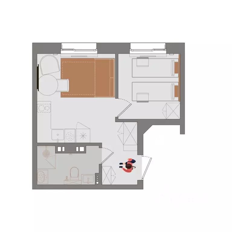 2-к кв. Иркутская область, Иркутск Смартаменты жилой комплекс (29.33 ... - Фото 2