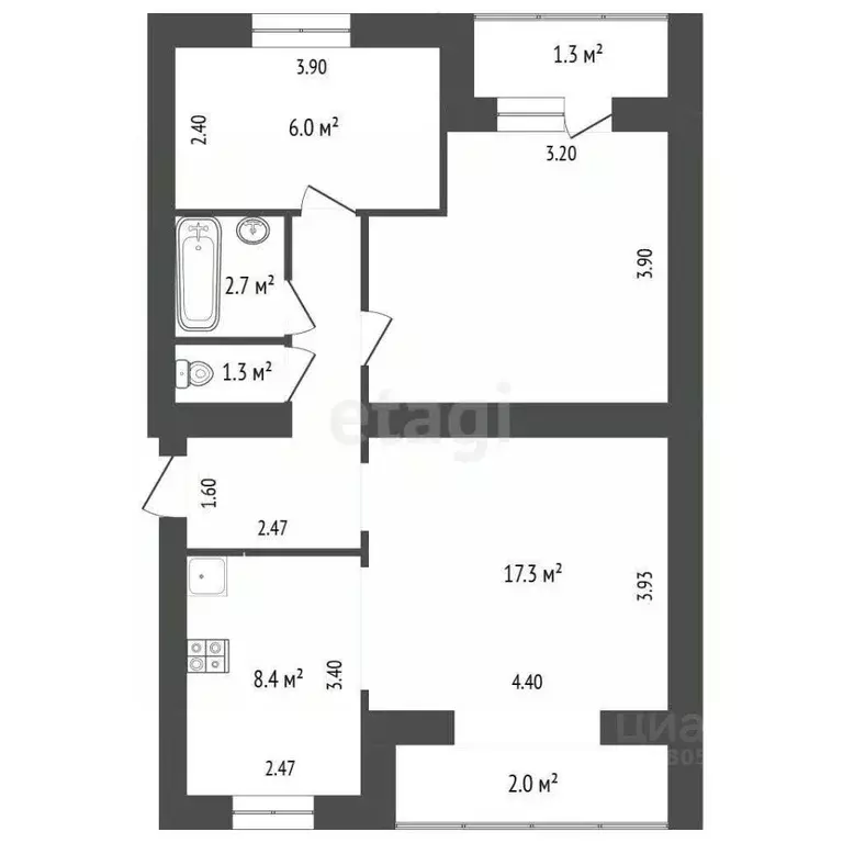3-к кв. Ростовская область, Батайск Комсомольская ул., 117 (61.2 м) - Фото 2