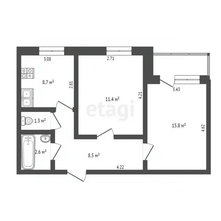 2-к кв. Крым, Щелкино Ленинский район, 3-й мкр, 93 (50.1 м) - Фото 1