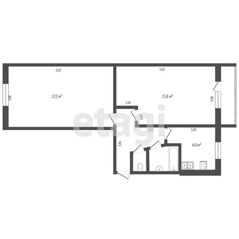 2-комнатная квартира: Тверь, посёлок Химинститута, 36 (44.8 м) - Фото 1