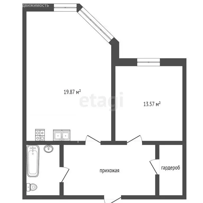 1-комнатная квартира: Нальчик, улица Братьев Кушховых, 153 (45.87 м) - Фото 0