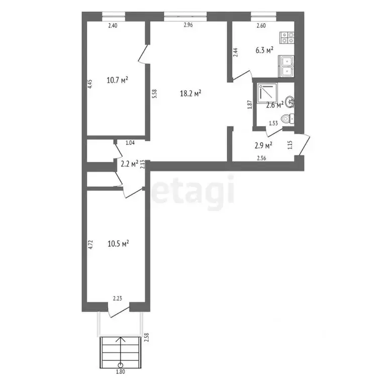 3-к кв. Ростовская область, Батайск ул. Куйбышева, 150 (56.0 м) - Фото 1