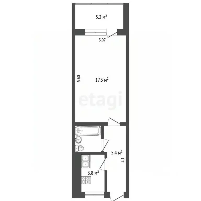 1-к кв. Крым, Ялта ул. Григорьева, 46К1 (31.8 м) - Фото 2