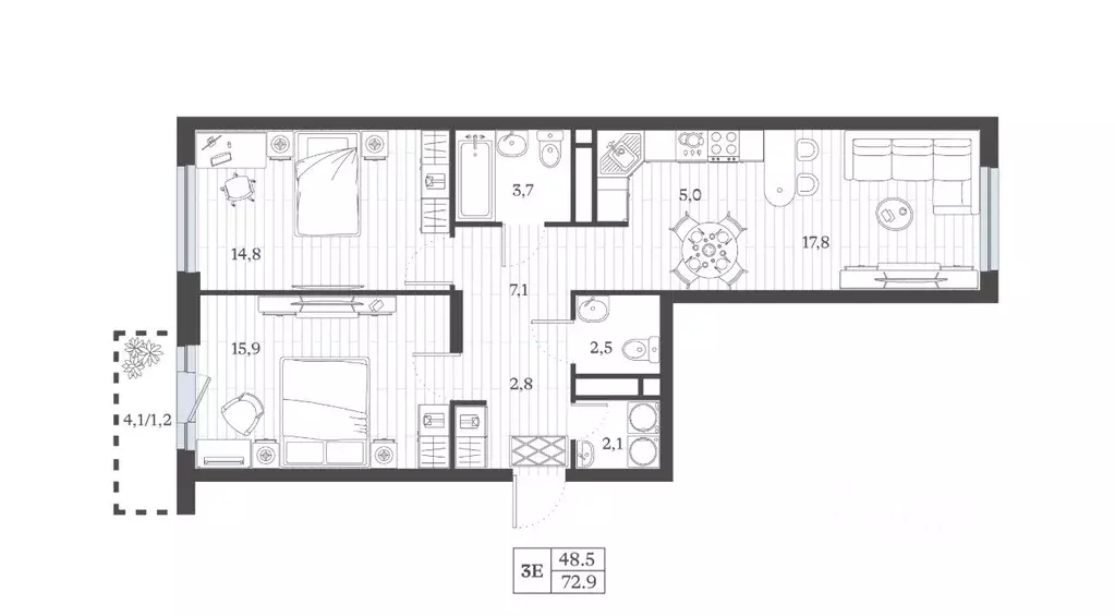 3-к кв. Дагестан, Дербент ул. Сальмана (71.65 м) - Фото 1