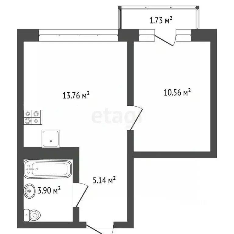 1-к кв. Тюменская область, Тюмень ул. Василия Малкова, 10 (35.1 м) - Фото 1