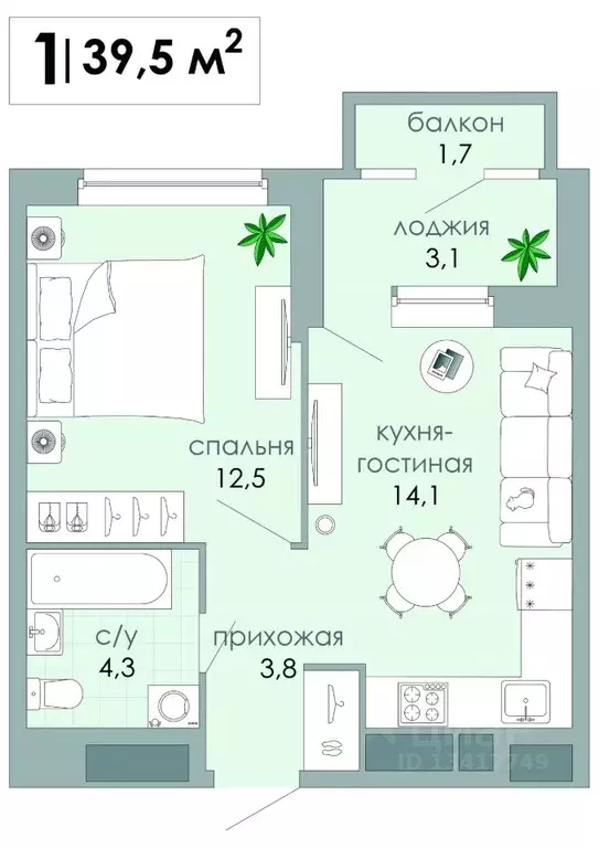 1-к кв. Тверская область, Тверь Южный мкр,  (39.5 м) - Фото 0