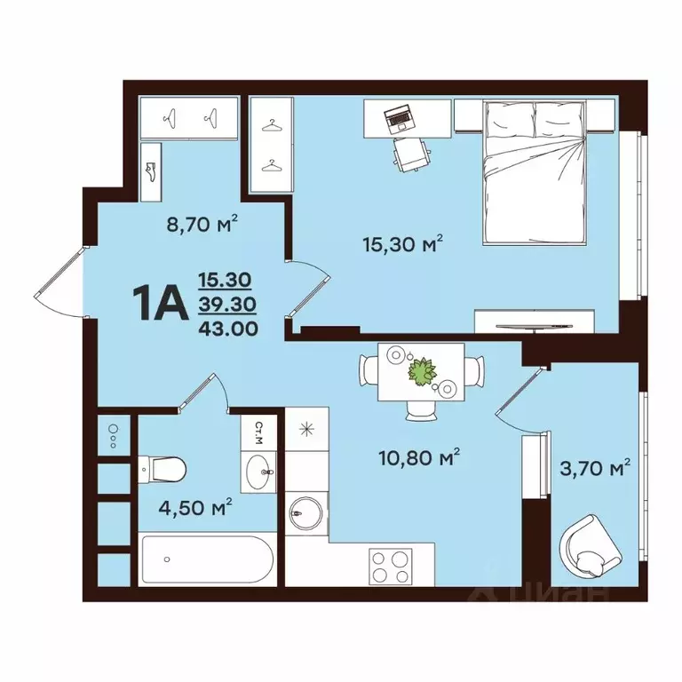 1-к кв. Владимирская область, Владимир ул. Чайковского, 7 (43.0 м) - Фото 1