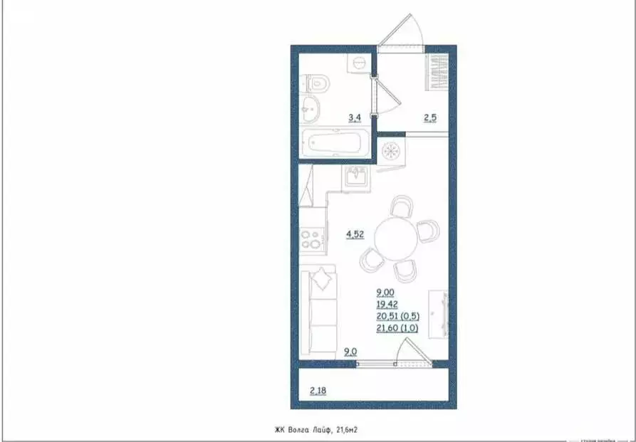 Квартира-студия: Тверь, Новочеркасская улица, 49 (21.7 м) - Фото 1