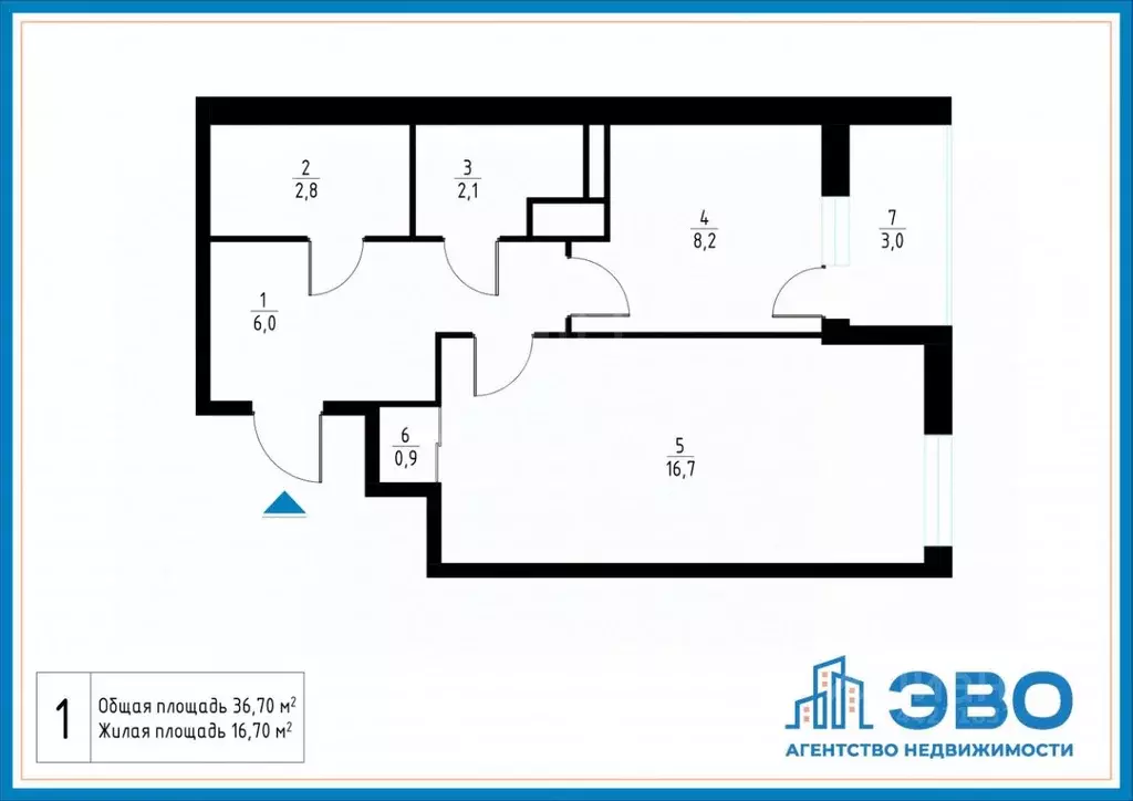 1-к кв. Санкт-Петербург ул. Крыленко, 1к1с4 (36.7 м) - Фото 2