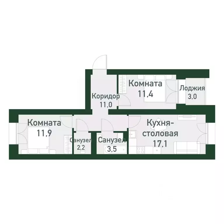 2-к кв. Свердловская область, Екатеринбург Твоя Привилегия жилой ... - Фото 0