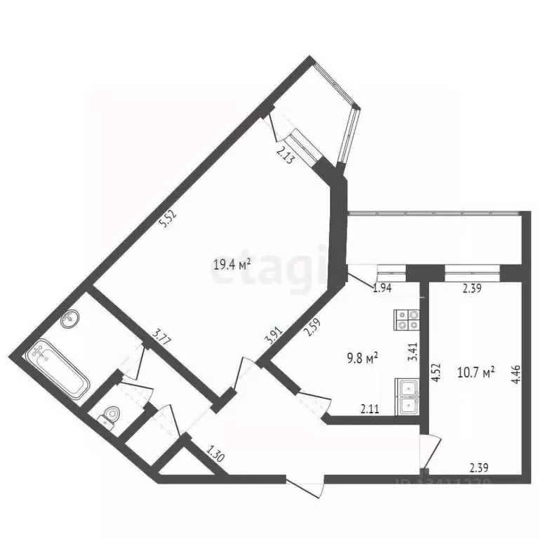 2-к кв. Белгородская область, Белгород ул. Костюкова, 36а (54.1 м) - Фото 1