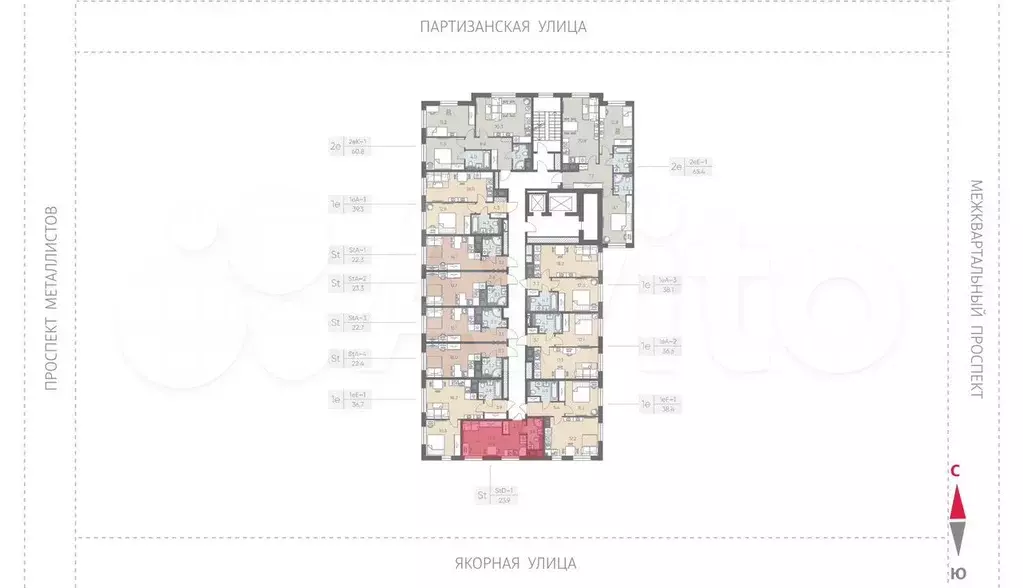 Квартира-студия, 23,9 м, 7/12 эт. - Фото 1