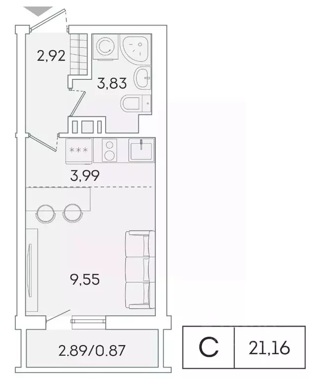 Студия Ленинградская область, Мурино Всеволожский район, ул. Графская, ... - Фото 1