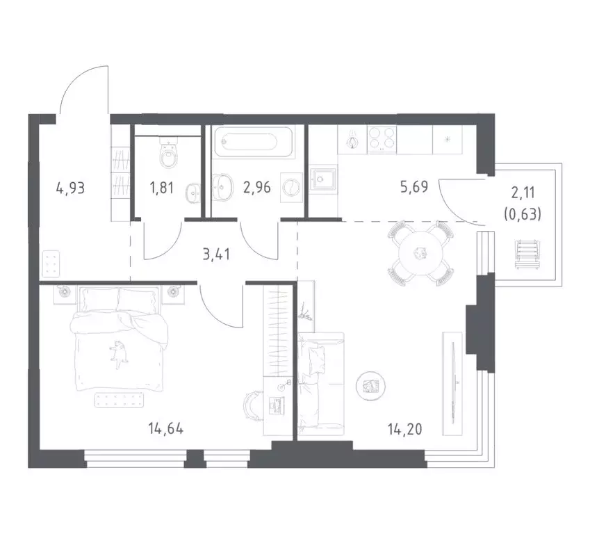 1-комнатная квартира: посёлок городского типа Мисайлово, микрорайон ... - Фото 1