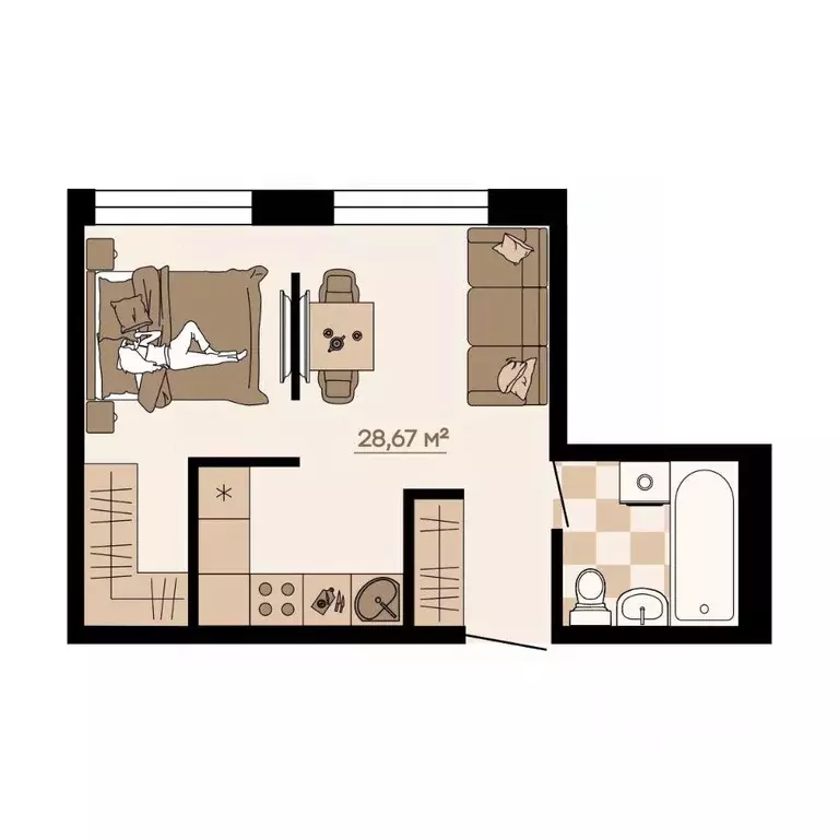 1-к кв. Приморский край, Владивосток ул. Грязелечебница (28.67 м) - Фото 1