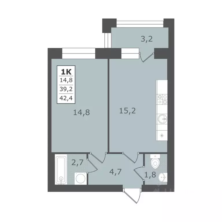 1-к кв. Ставропольский край, Ессентуки  (42.4 м) - Фото 1