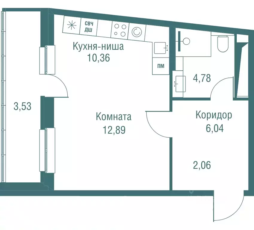 Студия Московская область, Одинцово Одинбург жилой комплекс (39.66 м) - Фото 0