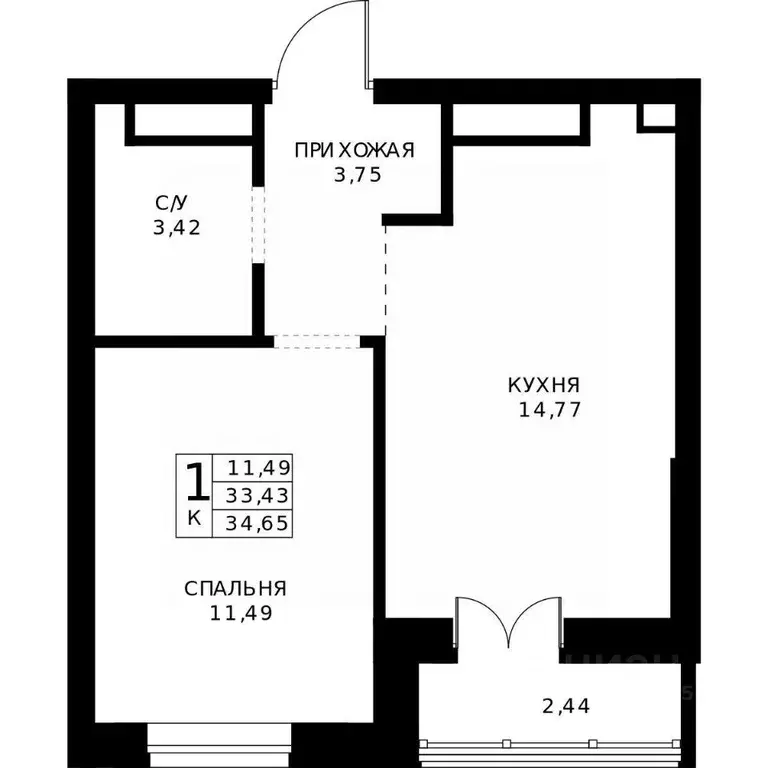 1-к кв. Нижегородская область, Нижний Новгород Ленгородок мкр, Мед ... - Фото 2