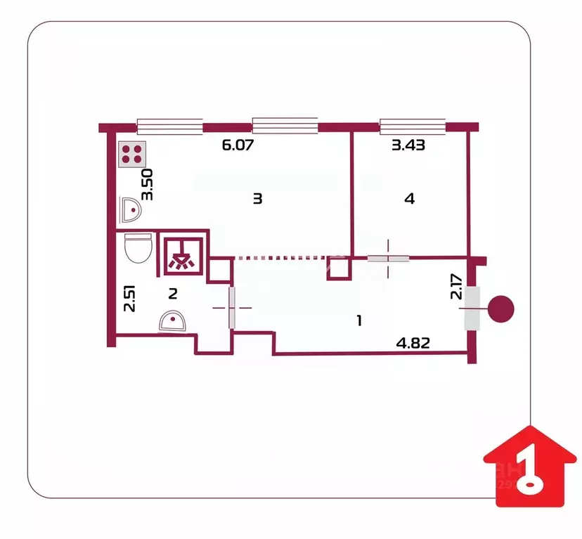 2-к кв. Омская область, Омск ул. Герцена, 40 (58.4 м) - Фото 1