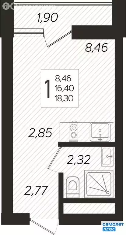 Квартира-студия: Сочи, микрорайон Бытха, Ясногорская улица, 16/2к6 ... - Фото 1