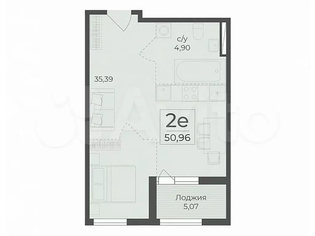 Квартира-студия, 51 м, 13/15 эт. - Фото 0