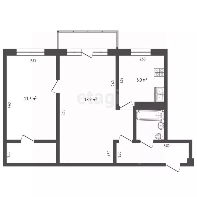 2-к кв. Орловская область, Орел Комсомольская ул., 302 (57.0 м) - Фото 2
