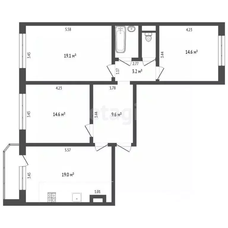 3-к кв. Тюменская область, Тюмень Широтная ул., 172к1 (85.3 м) - Фото 1