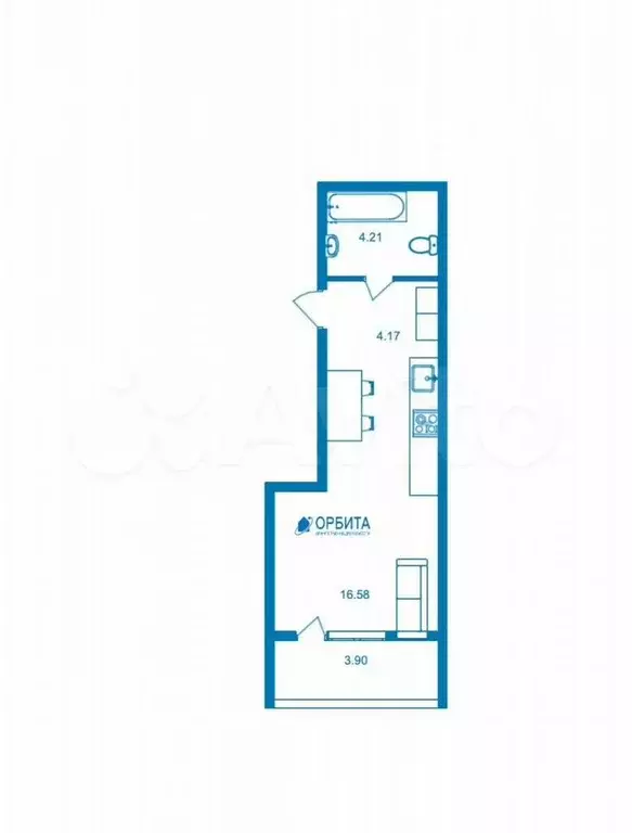 Квартира-студия, 25 м, 8/15 эт. - Фото 1
