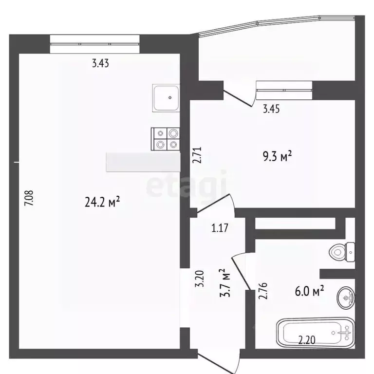 1-к кв. Тюменская область, Тюмень ул. Московский Тракт, 150 (43.6 м) - Фото 1