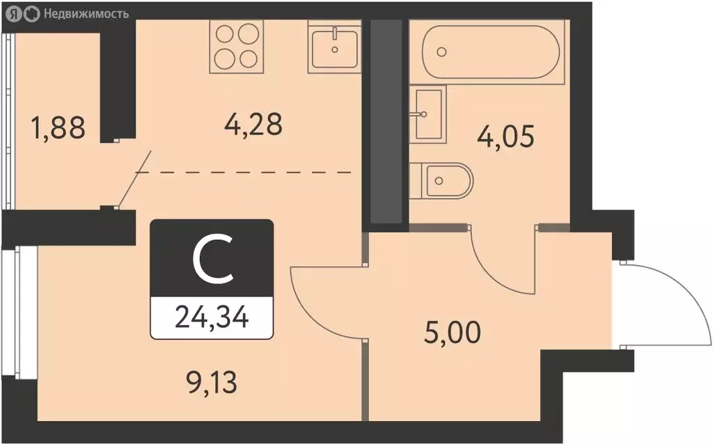 Квартира-студия: Екатеринбург, ЖК Спутник-1 (23.4 м) - Фото 0