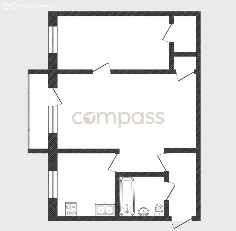 1-комнатная квартира: Тюмень, улица Пермякова, 8 (43 м) - Фото 1