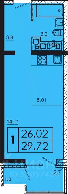 1-к кв. Иркутская область, Иркутск ул. Баумана, 271 (29.72 м) - Фото 1