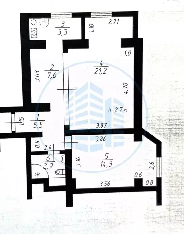 2-к кв. Ставропольский край, Ессентуки Октябрьская ул., 450 (52.5 м) - Фото 2