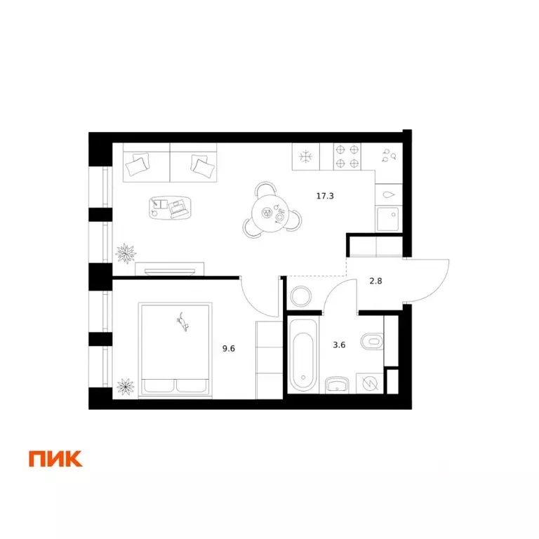 1-к кв. Москва Москворечье жилой комплекс (33.3 м) - Фото 1