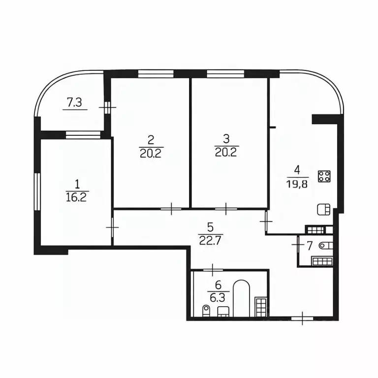 3-к кв. Санкт-Петербург просп. Космонавтов, 61 (106.0 м) - Фото 2