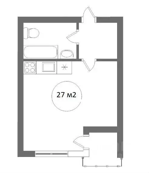 Студия Краснодарский край, Сочи ул. Гастелло, 28к1 (27.0 м) - Фото 0