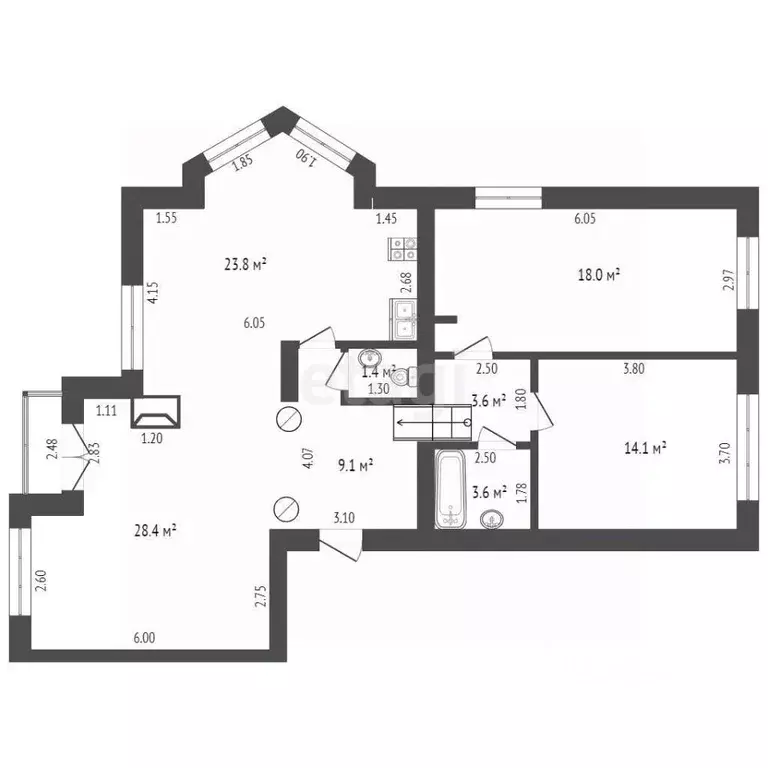 3-к кв. Смоленская область, Смоленск ул. Мира, 2 (102.0 м) - Фото 1