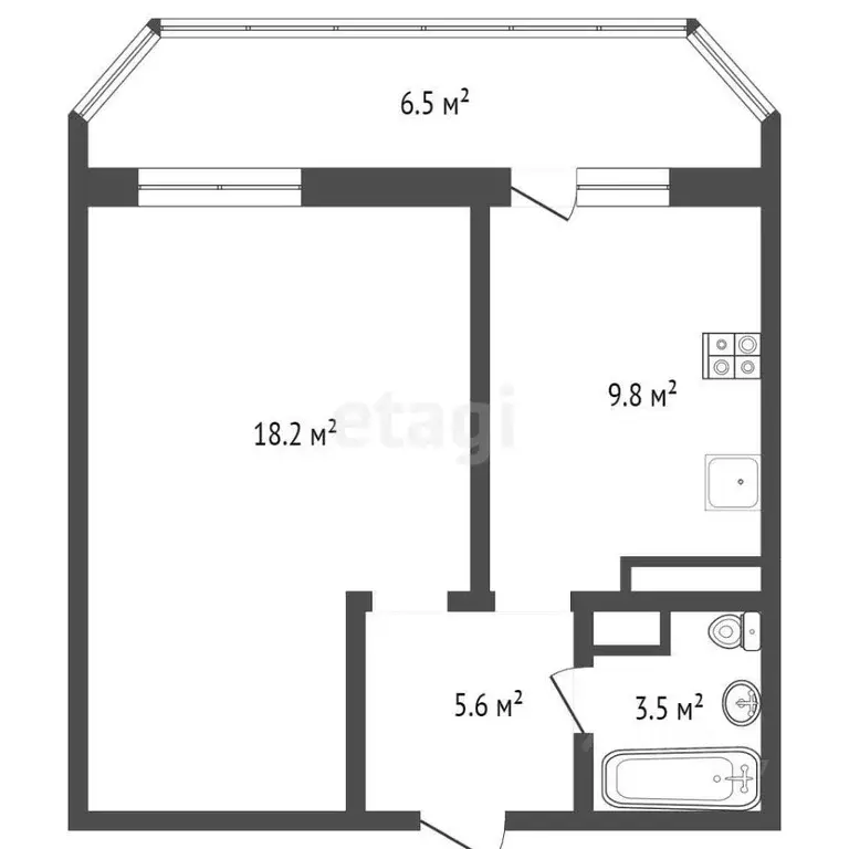 1-к кв. Брянская область, Брянск 2-й Советский пер., 7а (38.8 м) - Фото 1