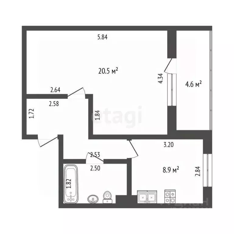 1-к кв. Тюменская область, Тюмень Солнечный проезд, 22 (40.6 м) - Фото 2